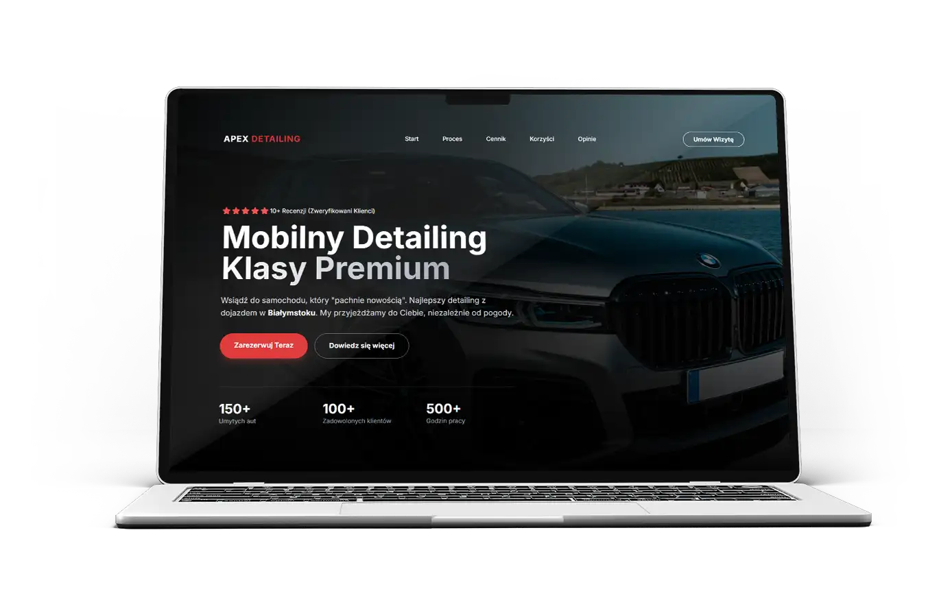 Profesjonalna strona wizytówka dla studio autodetailingu – Apex Detailing