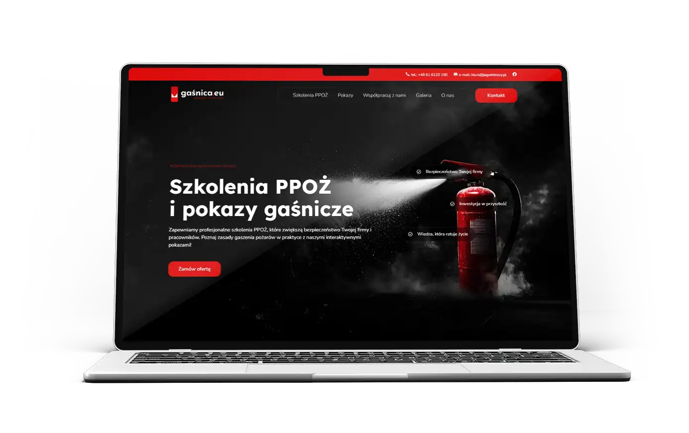 Nowoczesna strona WWW dla firmy z branży PPOŻ – serwis gaśnic